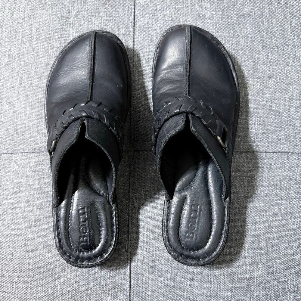 Born Shoe Slip On‎ Women 7M Black Leather Mule Shoe - Picture 5 of 7